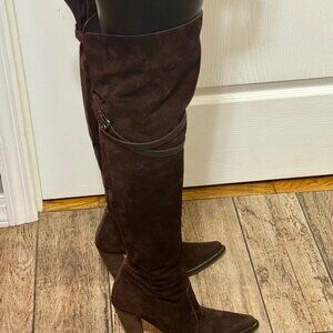 Donald J Pliner espresso suede over the knee boots size 10